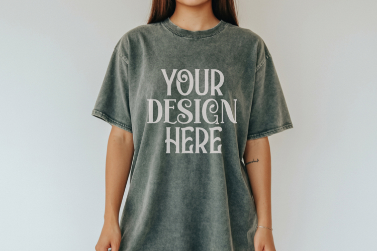 Comfort Colors 1717 Sage T-shirt Mockups, Real Model