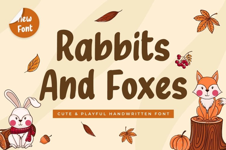 Cute Handwritten Font - Rabbits and Foxes example image 1