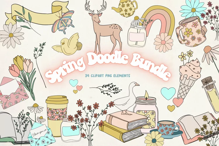 Spring Clipart Bundle | Spring Clip Art | Hand Drawn Clipart