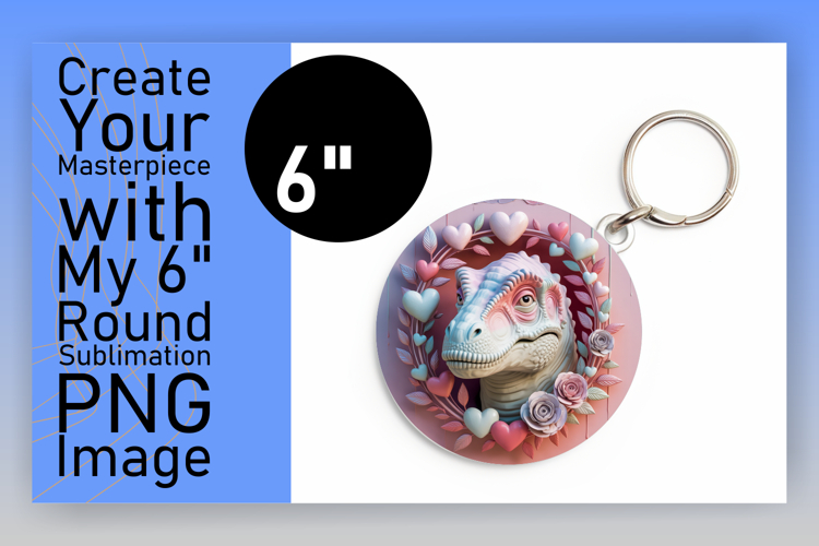 Sophisticated Round Design Keychain Art , Cute Dino