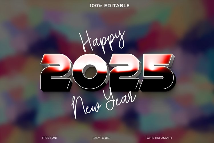 Happy new year 2025 3d Editable Text Effect Style