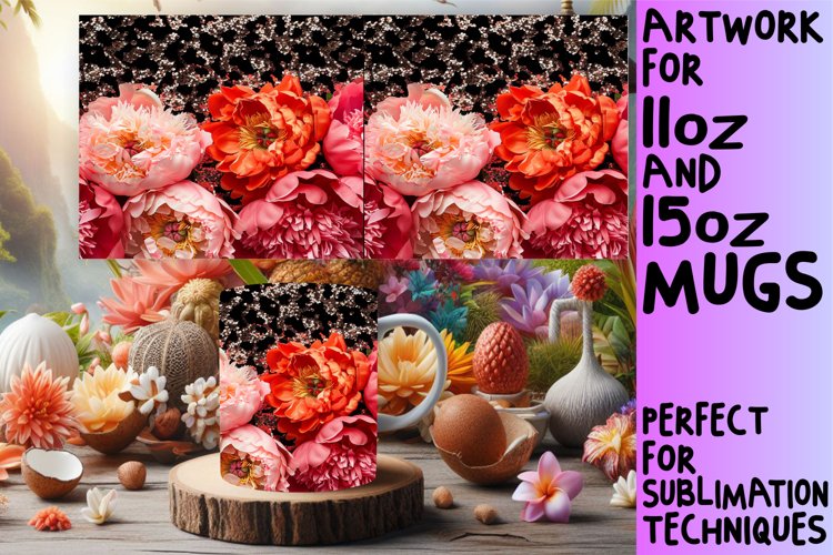 Floral Leopard Sparkle Mug Sublimation