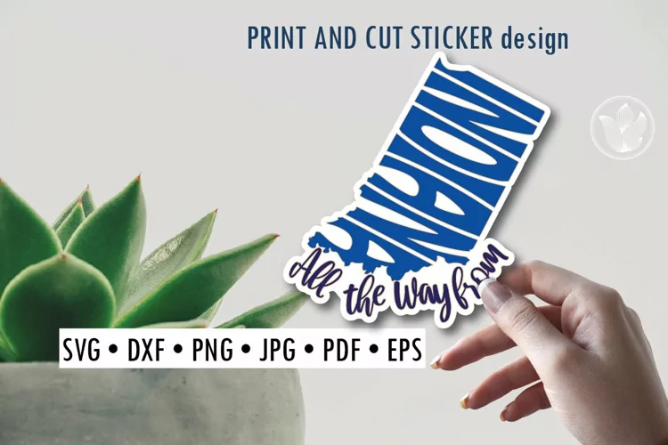All the way from Indiana print and cut sticker