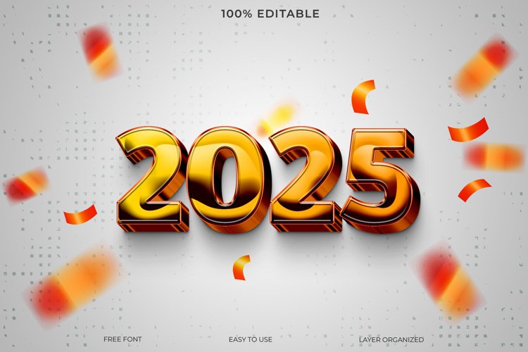 Happy new year 2025 3d Editable Text Effect Style