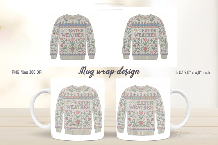 Sweater Weather mug wrap design | Autumn designs png