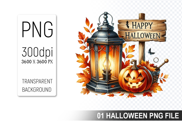 Happy Halloween lanterns, Halloween Clipart PNG File