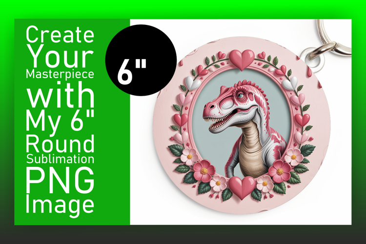 Lovely Round Design for Keychains , Cute Dino