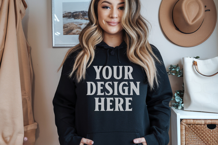 Navy Gildan 18500 Hoodie Sweatshirt Mockup, 185 mock-up
