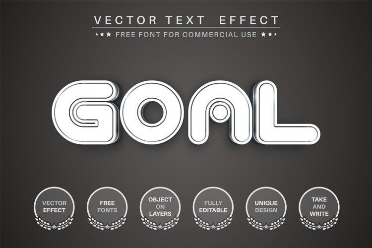 White goal - editable text effect, font style