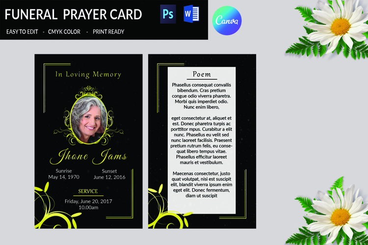 Funeral Prayer Card Template