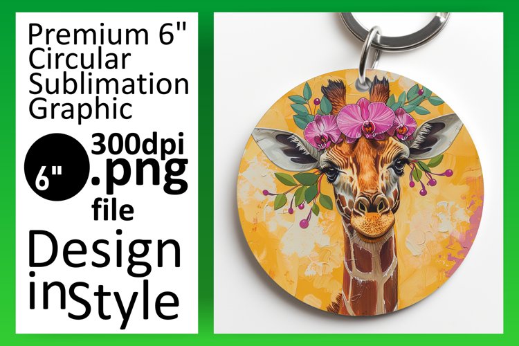 Keychain Spring Round Design - Giraffe