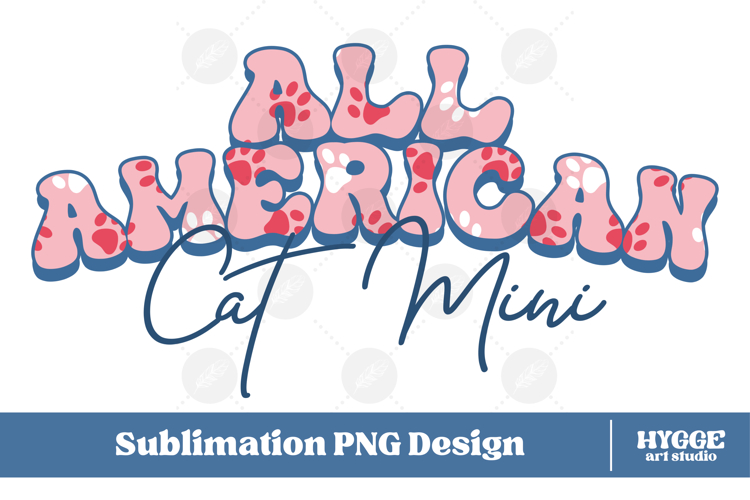American Cat Mini 4th of July USA Paw DTF PNG Sublimation