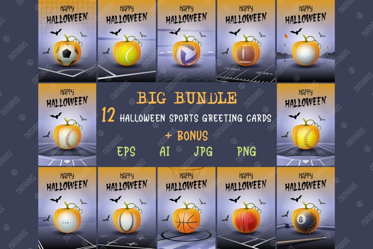 Happy Halloween. 12 Sports greeting cards. (728337) Backgrounds