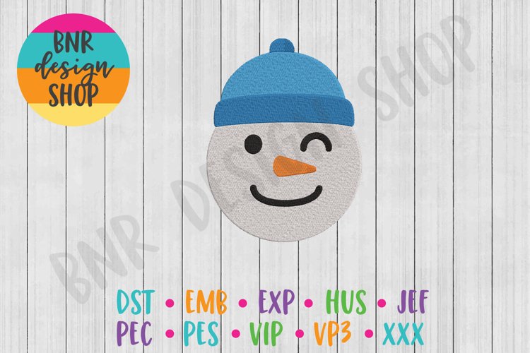 Snowman Machine Embroidery Design, Winter Embroidery example image 1