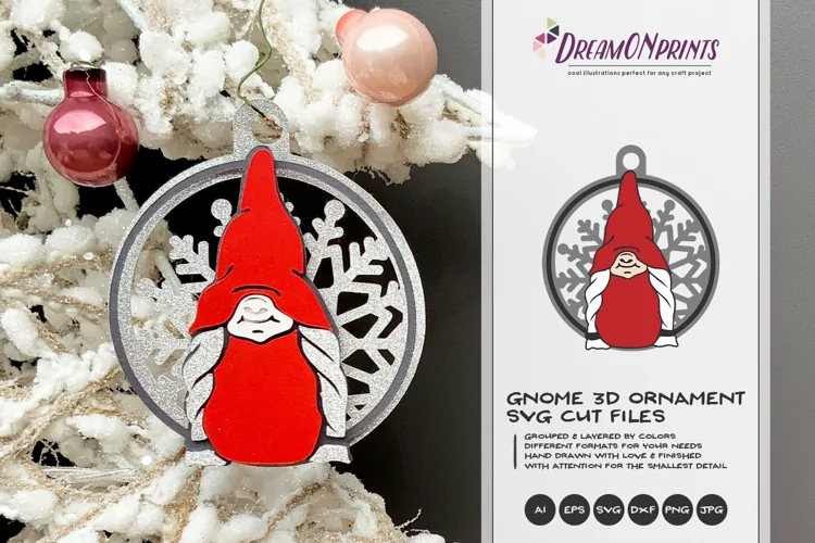 Christmas Gnome Ornament | Christmas 3D Layered Design