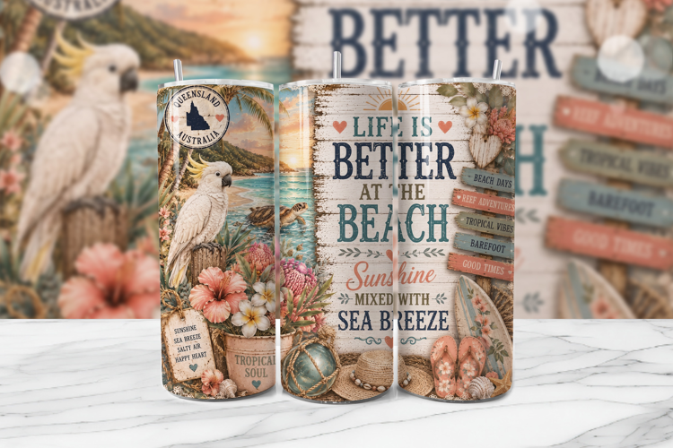 Queensland Cockatoo Beach Tumbler Wrap
