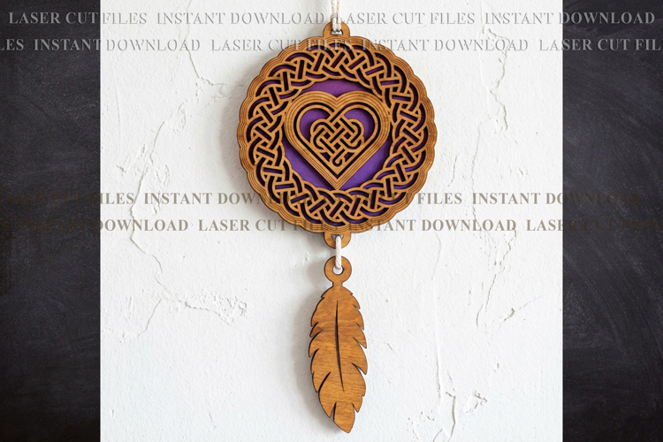 Celtic heart Suncatcher Ornament svg Laser Cut template example image 1