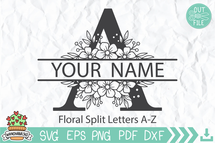 Split Floral Frame Svg