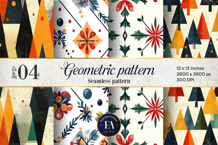 Bold Geometric Festive Pattern Digital Paper | Geometric example image 1