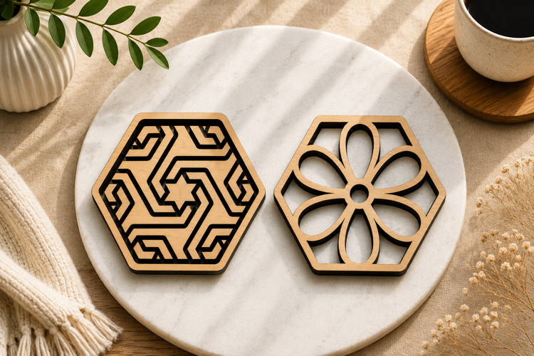Hexagon Geometric Coaster Laser Cut Files