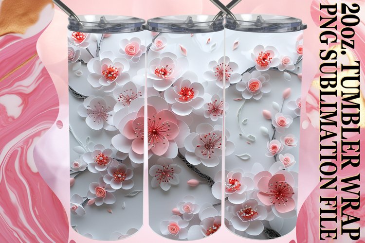 Dreamy 3D Blossom 20oz Tumbler Wrap example image 1