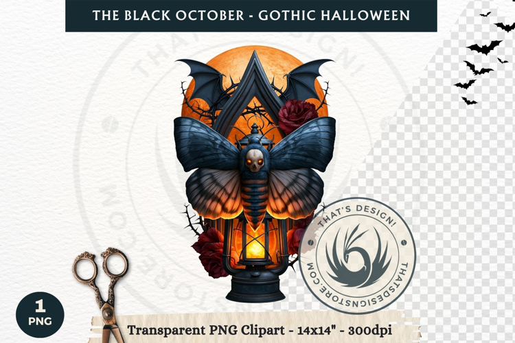 The Black October Gothic Halloween Clipart, Horror character