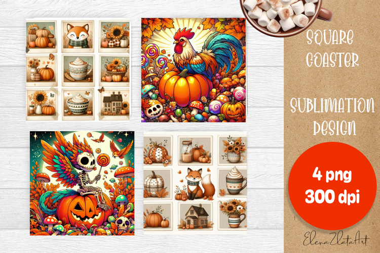 Halloween coaster, cute animal square coaster