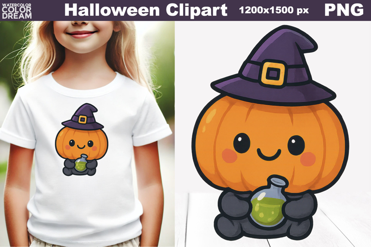 Pumpkin With Potion PNG | Cute Halloween Clipart