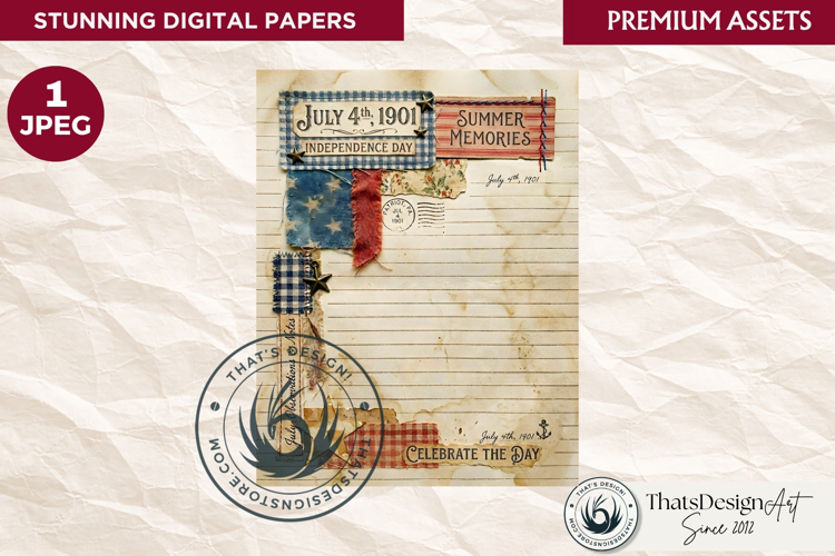Patriotic Vintage 4th of July Junk Journal digital paper