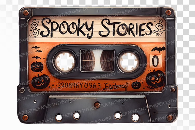 Retro Spooky Stories Cassette Tape Halloween PNG