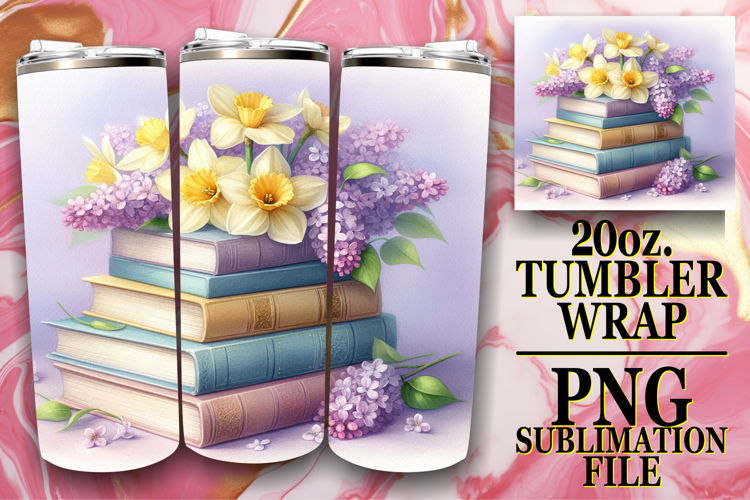 Happy memories 20oz tumbler wrap, Book and flower