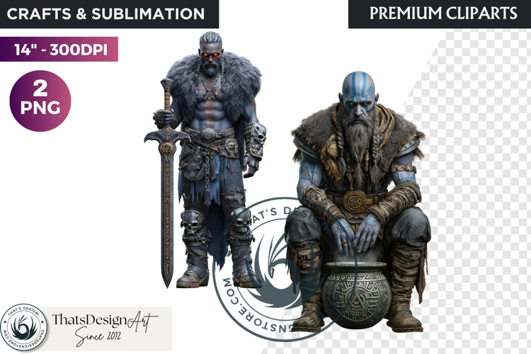 Viking Mythology Giants Clipart, Norse Jotuns gods
