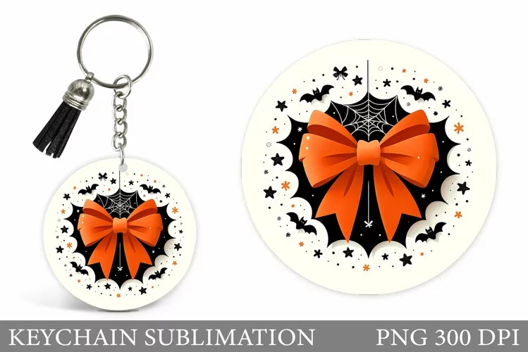 Halloween Bow Keychain. Halloween Sublimation