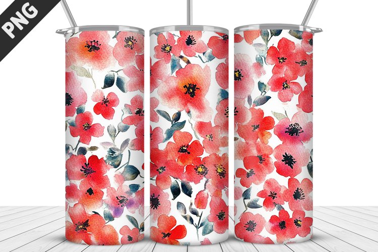 Valentines Day Flowers Tumbler Wrap | Sublimation Design