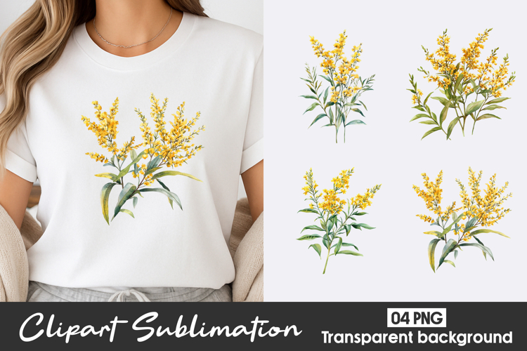 Yellow Wildflower Watercolor Clipart PNG