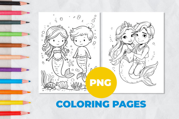 Mermaids Prince and Princess Coloring Pages | Coloring book