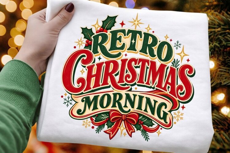 Retro Christmas Morning PNG - 70s Vintage Holiday Typography example image 1
