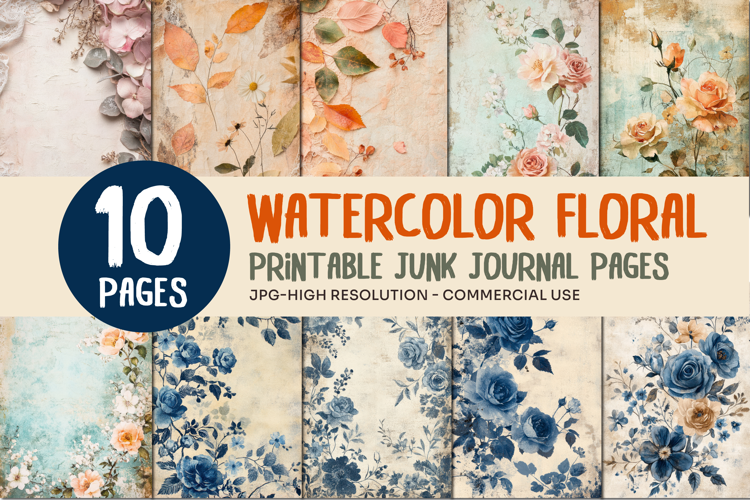 Watercolor Floral Junk Journal Pages