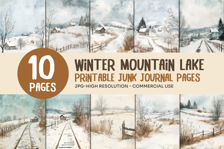 Winter Mountain Lake Journal Pages