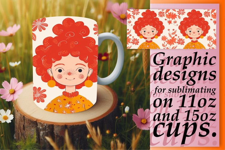 Beautiful Flower-Crowned Woman Mug Wrap 11oz/15oz example image 1
