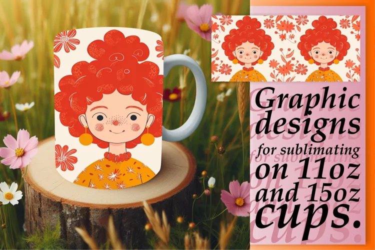 Beautiful Flower-Crowned Woman Mug Wrap 11oz/15oz