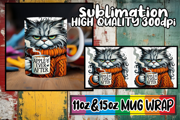 Serene days 11oz 15oz sublimation wrap, Grumpy Cat example image 1