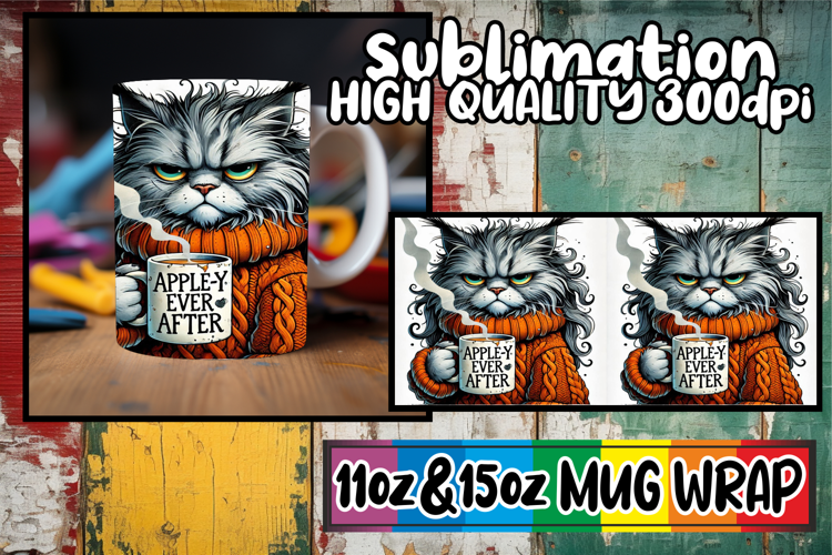 Serene days 11oz 15oz sublimation wrap, Grumpy Cat