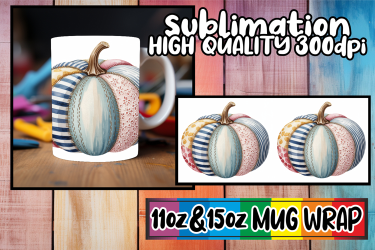 Lively dreams 11oz 15oz sublimation wrap, Pumpkin Watercolor