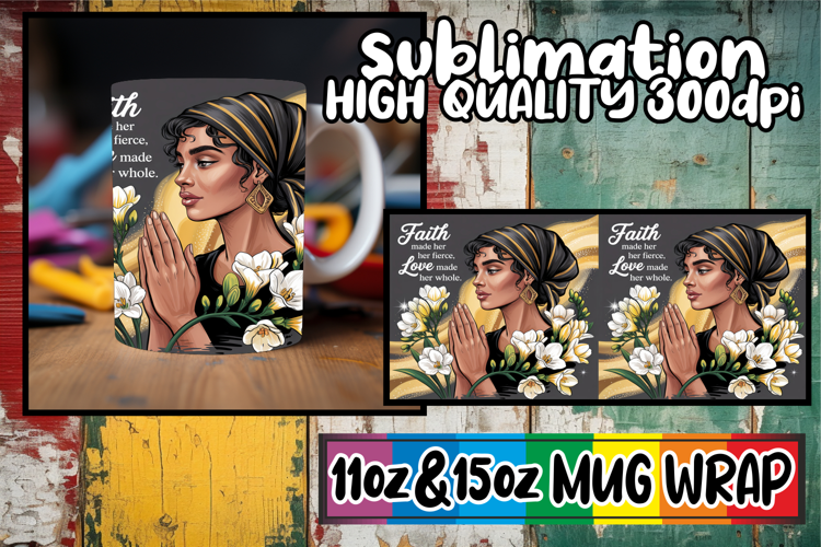 Charming vibes sublimation print wrap, Praying Woman
