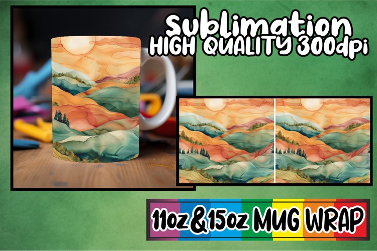 Modern Abstract Pattern Mug Wrap 11oz 15oz Spring example image 1