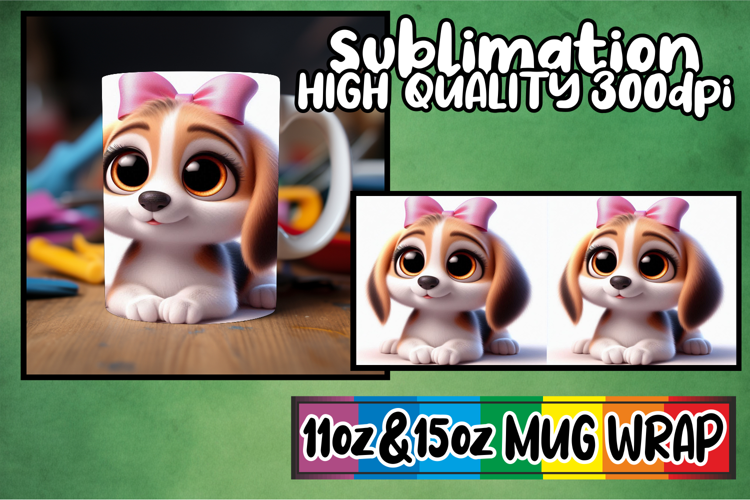 Unique sunsets 11oz 15oz sublimation wrap, 3D Dog