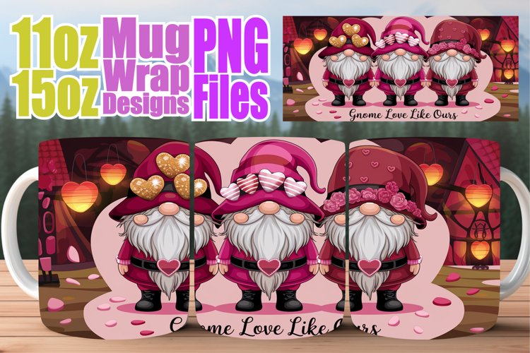 Dreamy nights sublimation mug wrap, Love Gnome example image 1