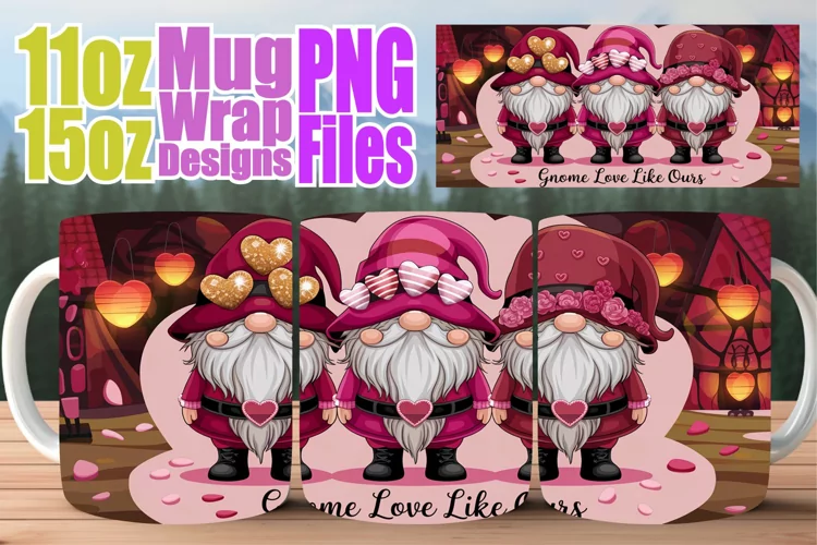 Dreamy nights sublimation mug wrap, Love Gnome