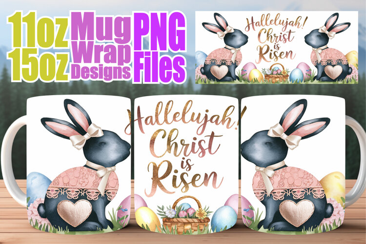 Cozy thoughts 11oz 15oz sublimation wrap, Easter Bunny example image 1